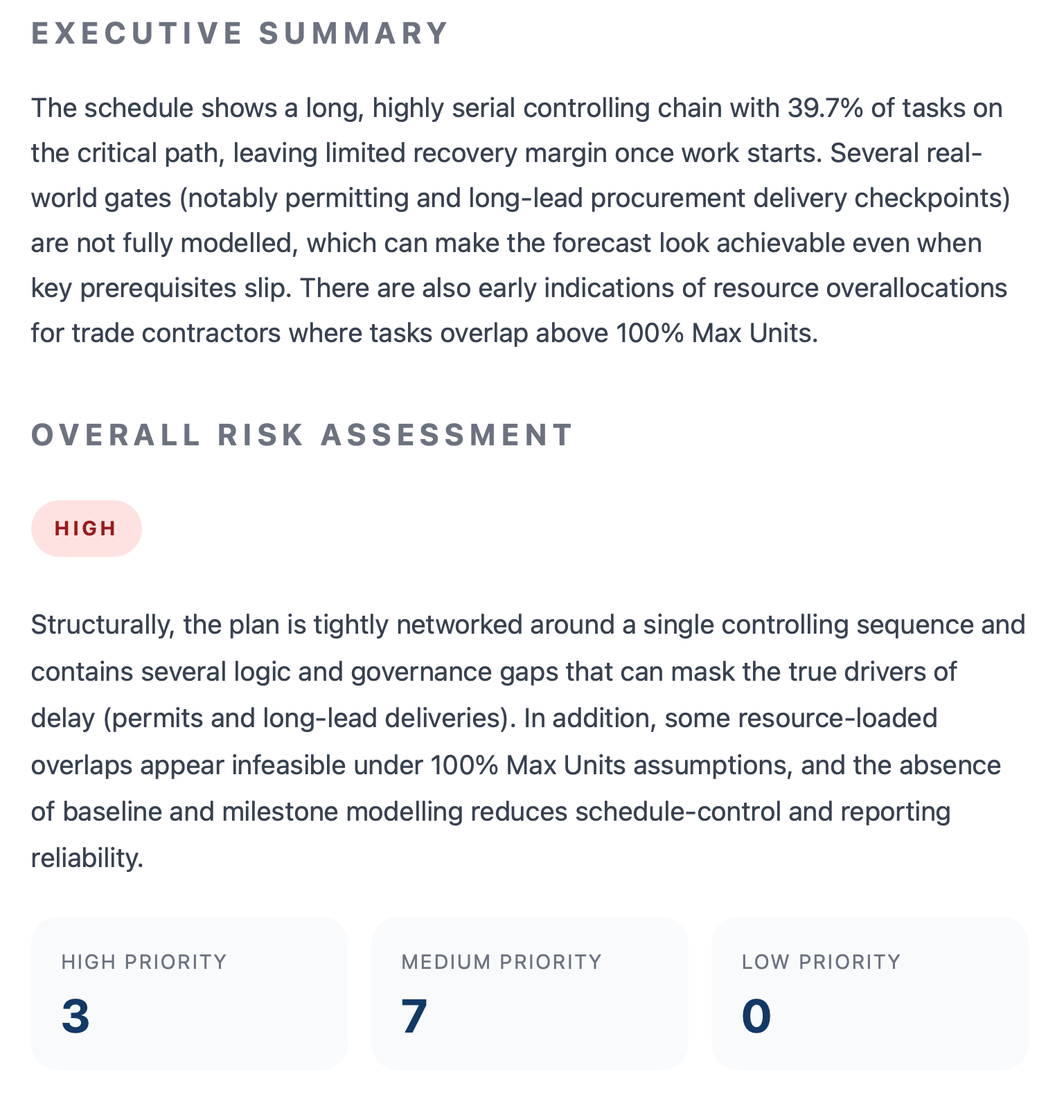 Executive summary and overall risk assessment preview